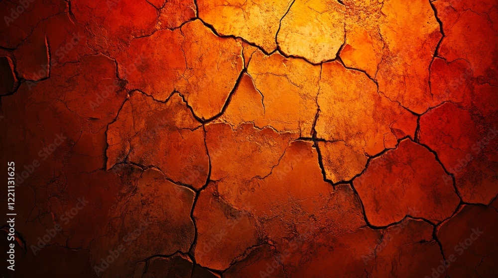 A wall with cracks and holes in it, and a red background A wall with cracks and holes in it, and a red background