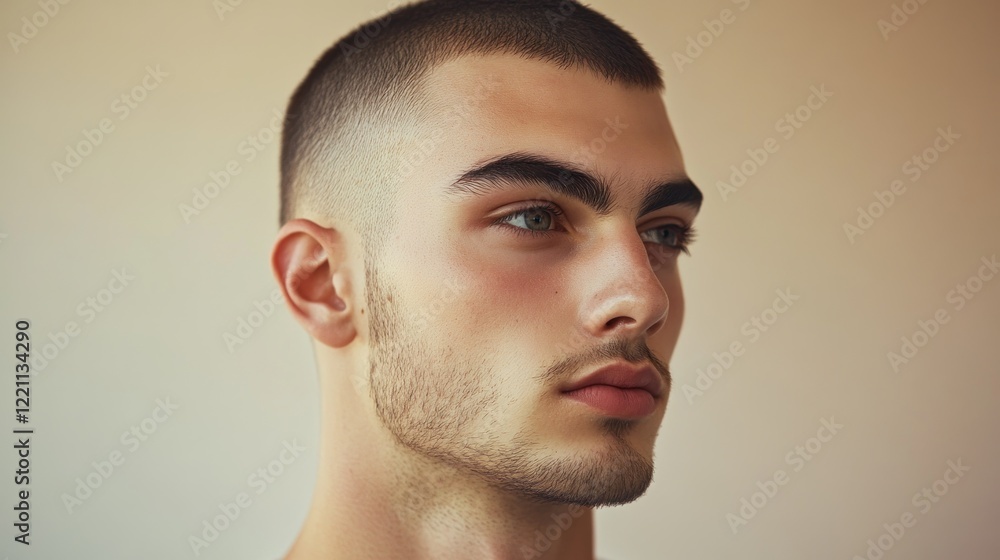 Young Man Profile Portrait Showing Facial Features