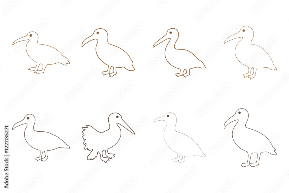 Fototapeta premium Outline Albatros Illustration Design Set