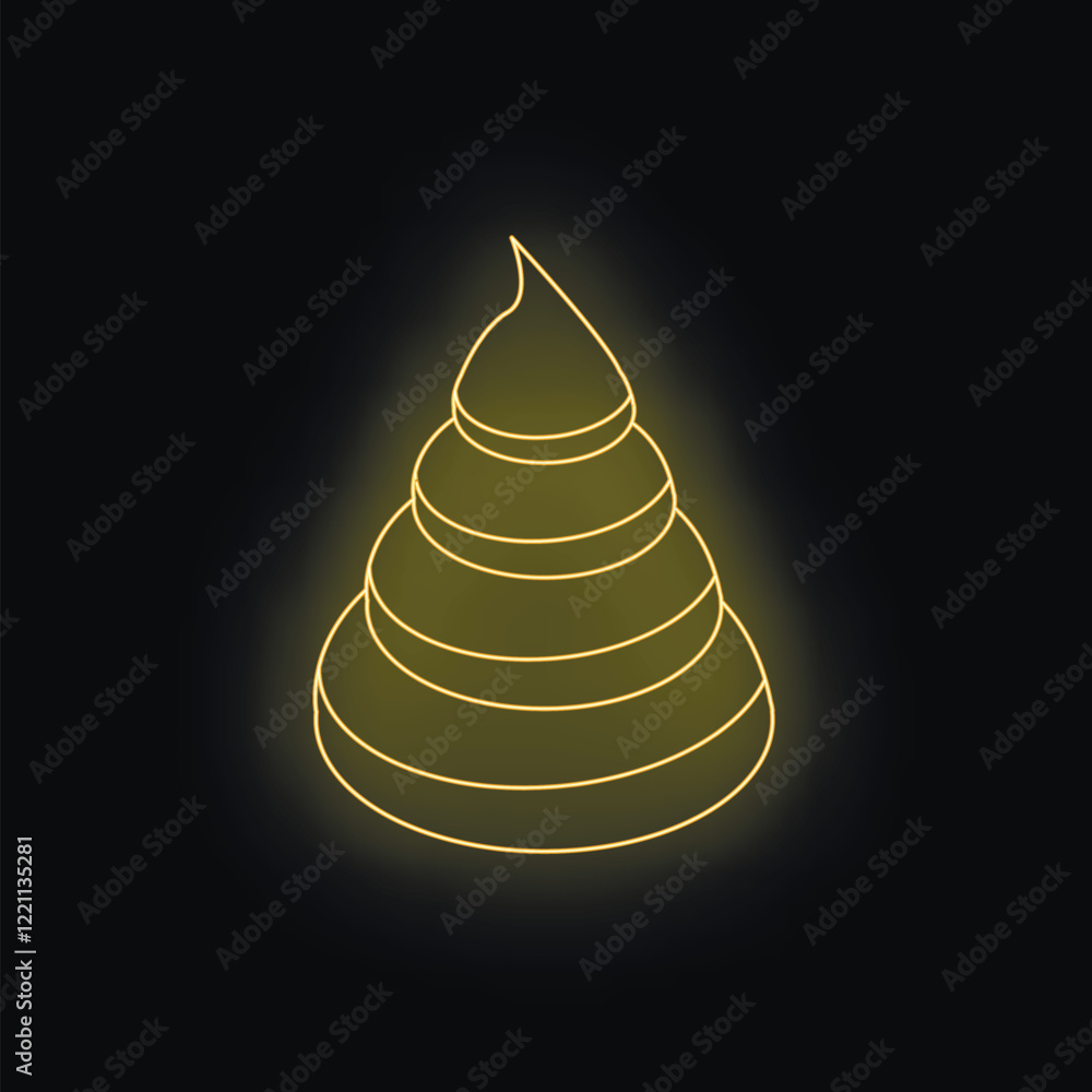 Bright yellow neon outline of a soft serve ice cream cone glowing on a dark background, representing a sweet frozen dessert Bright yellow neon outline of a soft serve ice cream cone glowing on a dark background, representing a sweet frozen dessert
