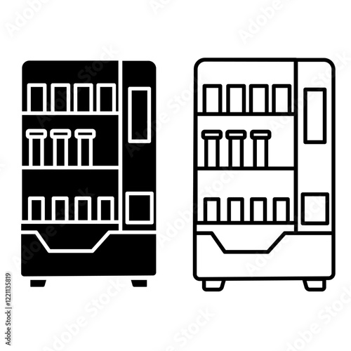 Vending machine icon. Vending machine with snacks and drinks, simple flat style, logo sign symbol vector illustration pictogram, isolated on white for mobile app	