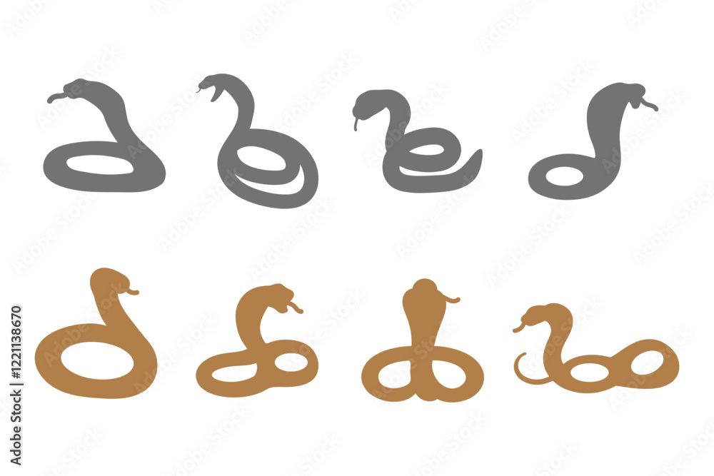 Naklejka premium Simple Cobra Illustration Design Set