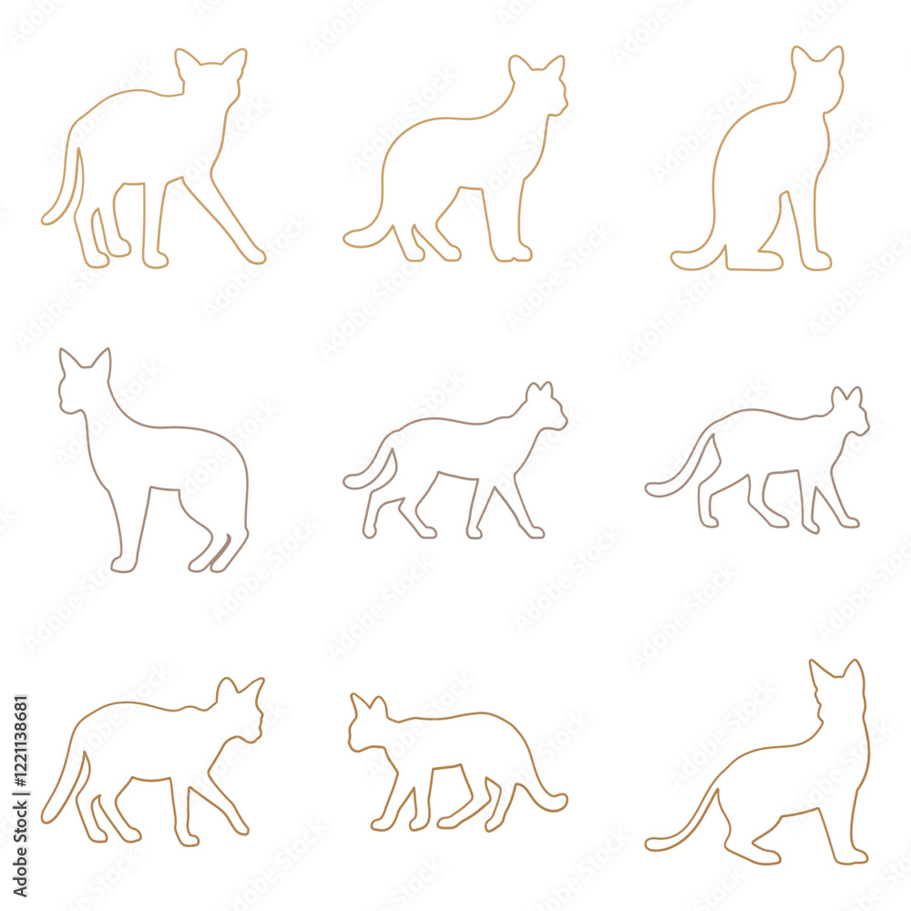 Outline Caracal Illustration Design Set Outline Caracal Illustration Design Set