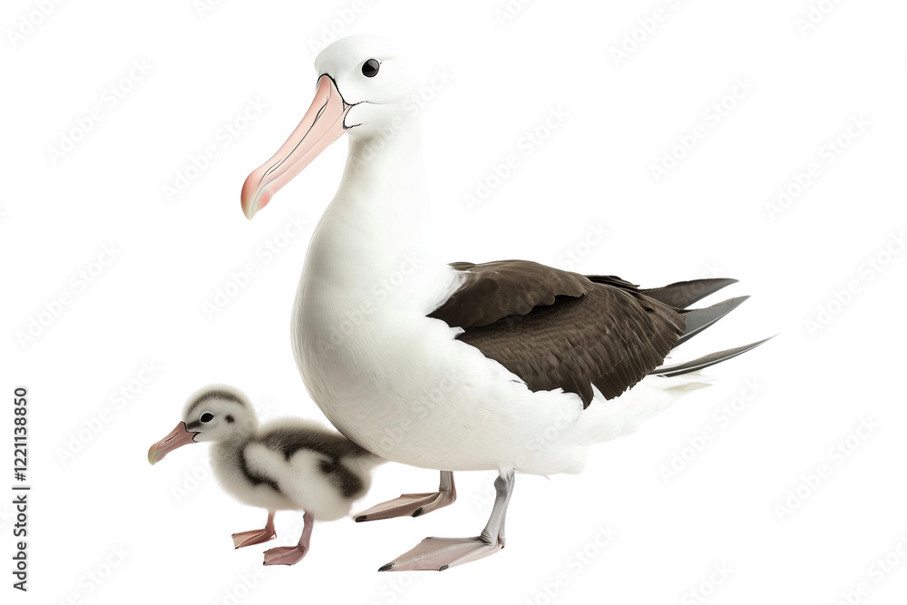 Fototapeta premium a an albatross with its chick isolated on a transparent background