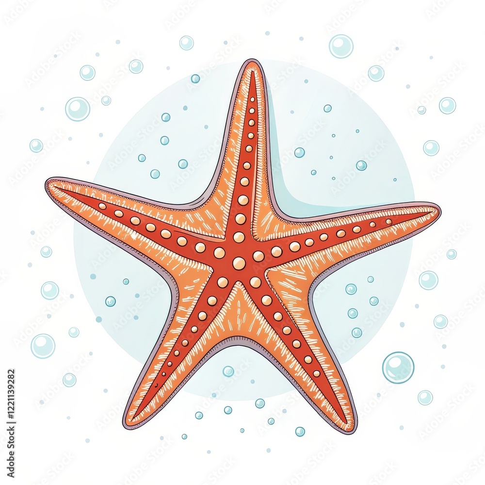 Starfish Illustration Detailed Art with Bubbles, Ocean Life, Underwater, Sea Star Sea Life, Marine Animal Starfish Illustration Detailed Art with Bubbles, Ocean Life, Underwater, Sea Star Sea Life, Marine Animal