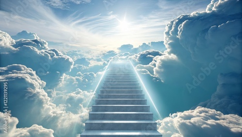 Stairway to Heaven Cloudscape Composition, Digital Art, Spiritual Concept, Heaven, Ascencion Heaven, Spirituality photo