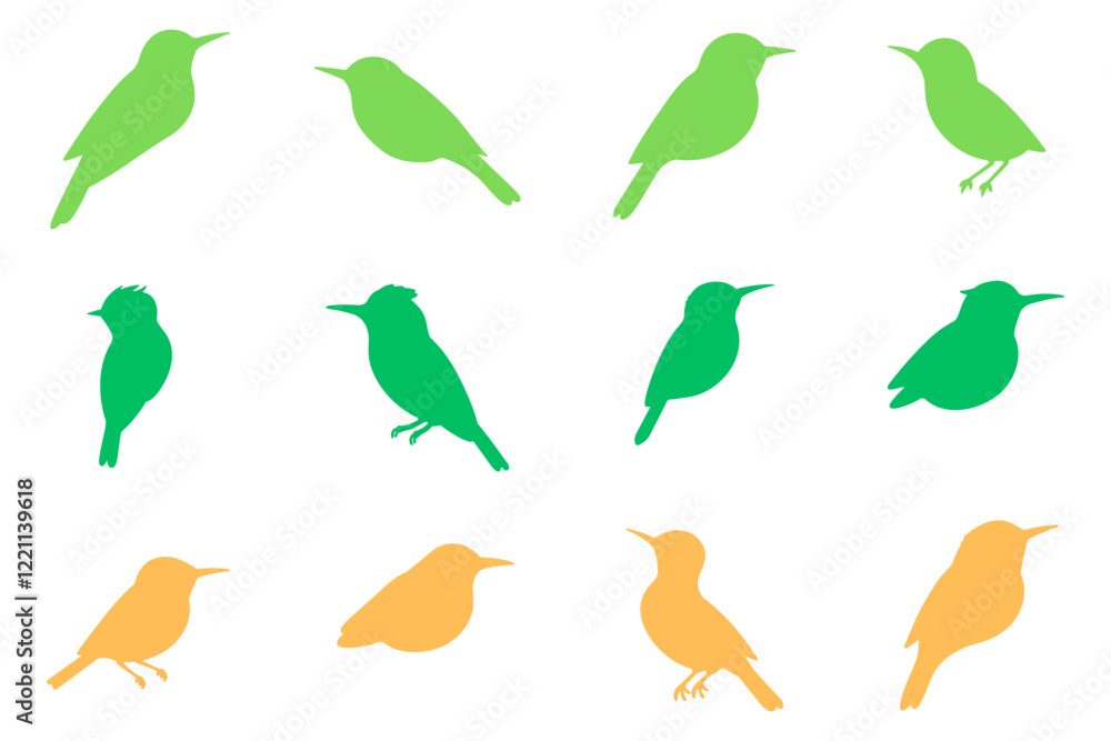 Obraz premium Simple Common Tailorbird Illustration Design Set