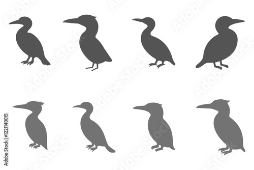 Simple Cormoran Illustration Design Set