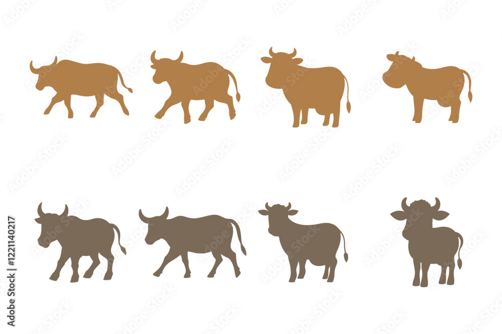 Simple Cow Illustration Design Set Simple Cow Illustration Design Set