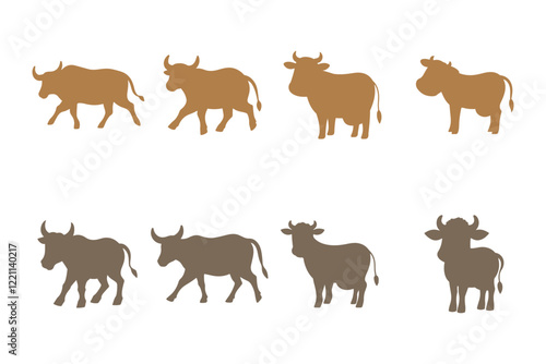 Simple Cow Illustration Design Set