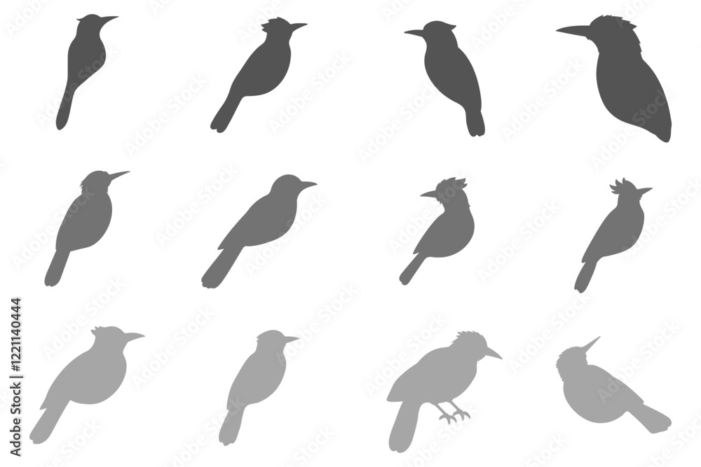 Obraz premium Simple Cuckoo Bird Illustration Design Set