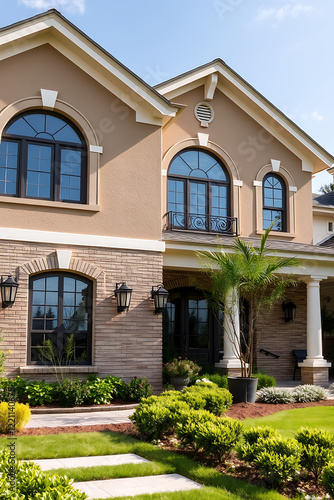 Wallpaper Mural Luxury Home Exterior: Modern Brick House with Landscaped Garden and Elegant Design Torontodigital.ca