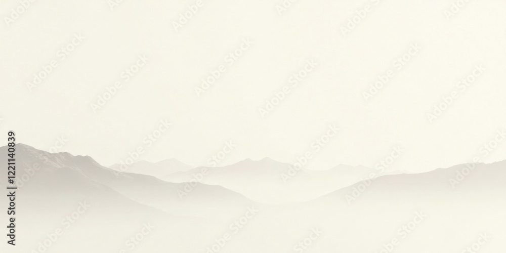 Obraz premium Serene Misty Mountain Range at Dawn A Minimalist Landscape Image