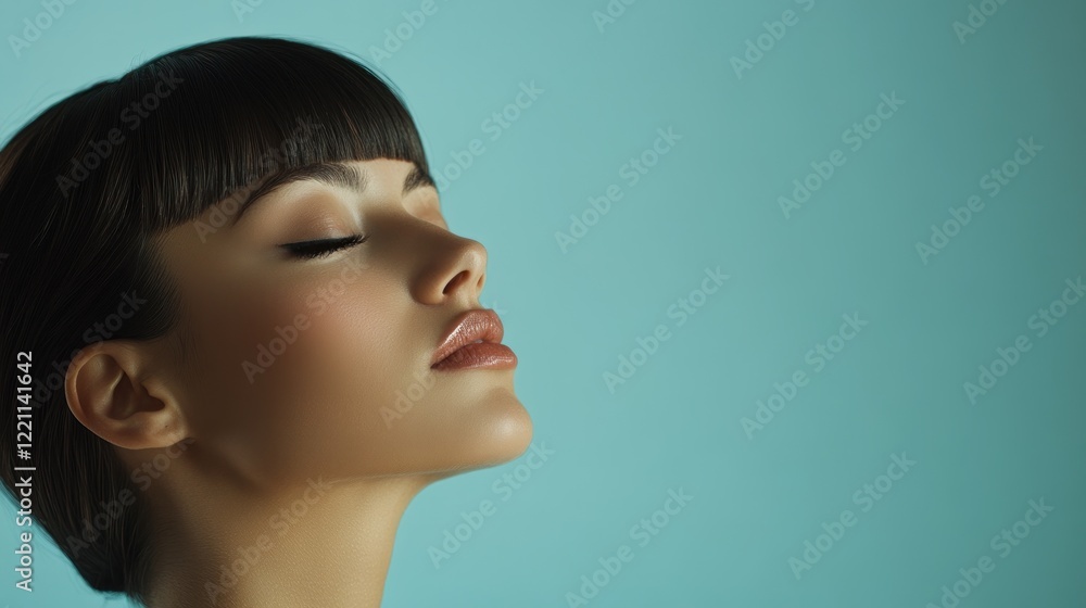 Serene Woman Profile Soft Lighting Elegant Pose Serene Woman Profile Soft Lighting Elegant Pose