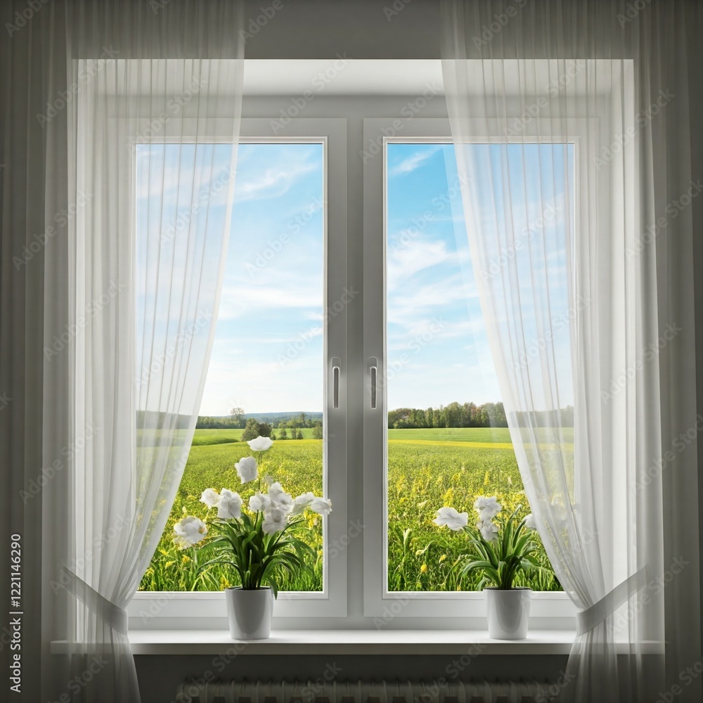 Fototapeta premium window with flowers