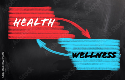 Health concept on blackboard