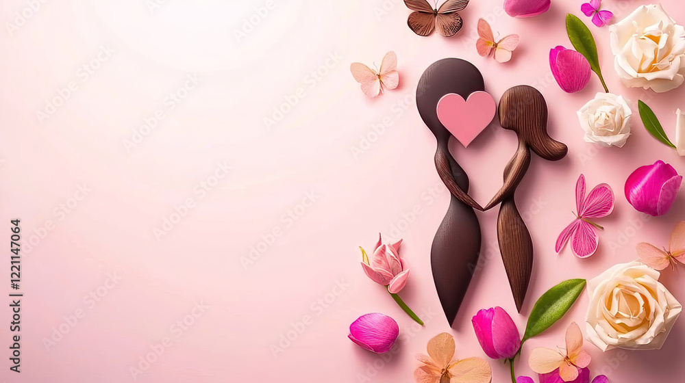 Women's Day highlights unity through advocacy promoting equality and empowerment. Creative Paper Art of Two Women Embracing with Flowers Women's Day highlights unity through advocacy promoting equality and empowerment. Creative Paper Art of Two Women Embracing with Flowers