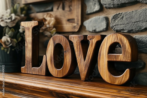 Love Text Made Of Wood For ...
