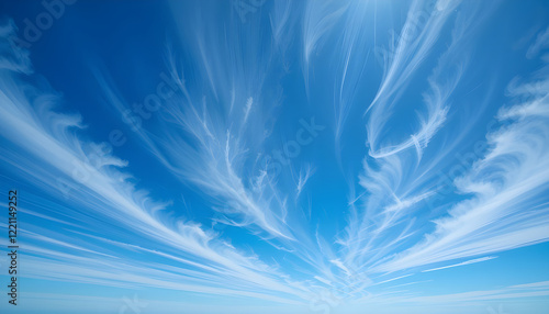 Whimsical Cloudscape Against a Vibrant Blue Sky photo