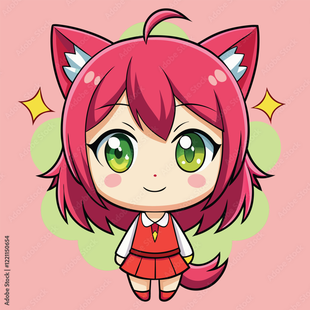 Chibi Anime Girl with Blue and Pink Hair Chibi Anime Girl with Blue and Pink Hair
