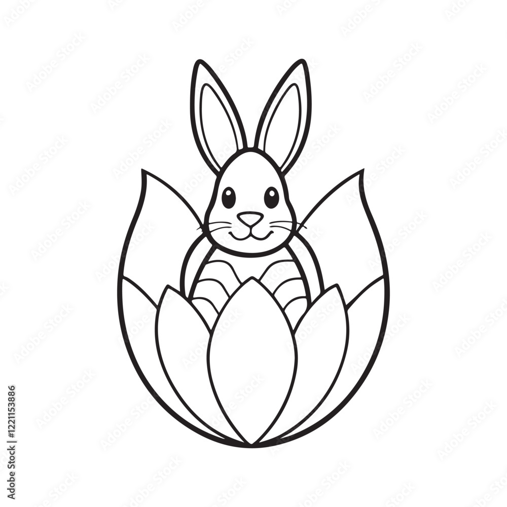 Obraz premium Easter coloring page, Line art, black and white image, Cozy easter coloring page, Coloring page, Easter basket stuffer