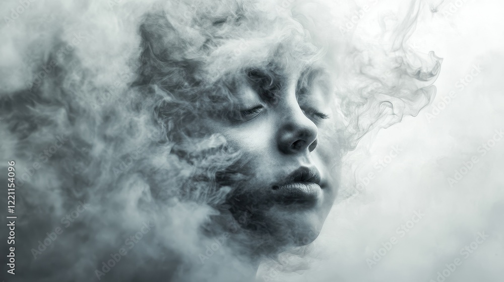 Swirling industrial smoke creating an ominous child's face, Abstract representation of pollution. Swirling industrial smoke creating an ominous child's face, Abstract representation of pollution.