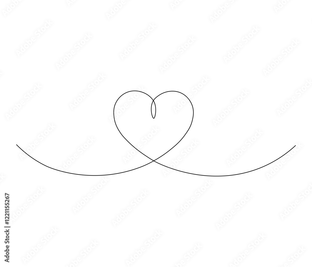 Heart and love sign. One continuous line drawing of love. Symbol of Valentine day and romantic moment. Editable stroke. Doodle line illustration Heart and love sign. One continuous line drawing of love. Symbol of Valentine day and romantic moment. Editable stroke. Doodle line illustration