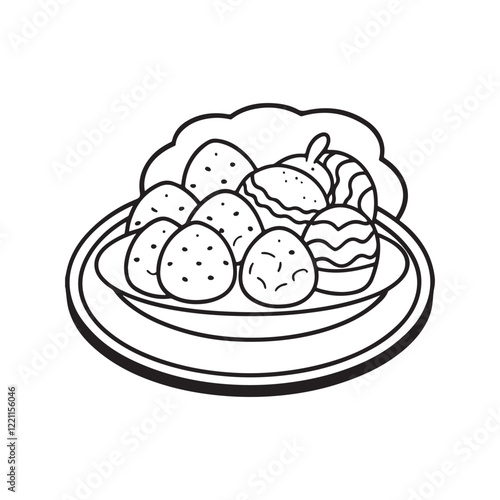 Easter coloring page, Line art, black and white image, Cozy easter coloring page, Coloring page, Easter basket stuffer