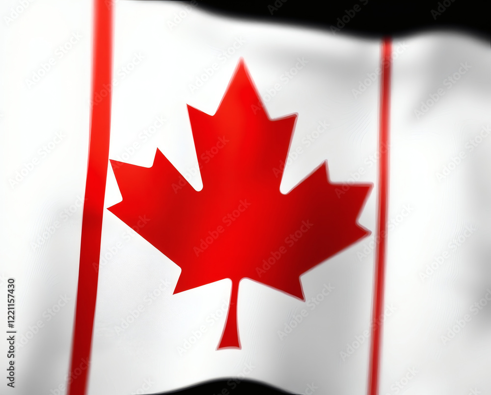 Obraz premium Celebrating national pride with a vibrant display of the iconic maple leaf flag against a striking black backdrop