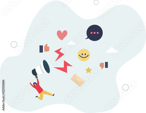 PR, public relation or marketing communication, advertising campaign or social media marketing, online promotion or email newsletter concept.flat characters.
