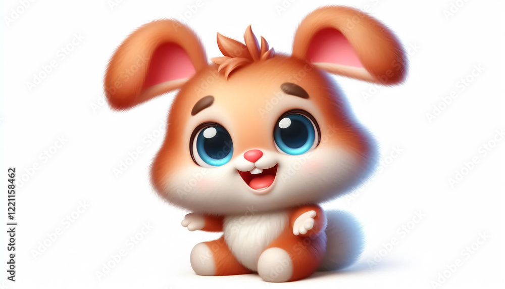 Naklejka premium 3D funny cute rabbit cartoon on white background