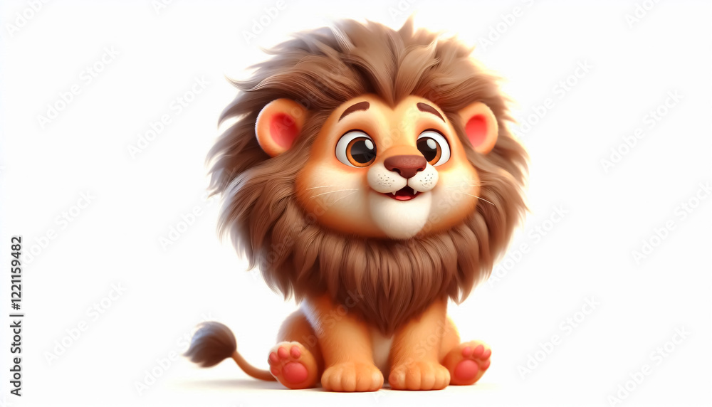 3D funny cute lion cartoon on white background 3D funny cute lion cartoon on white background