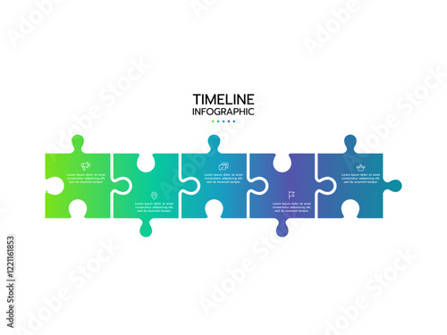 Infographic template. Concept of 5 pieces of puzzle with icons.