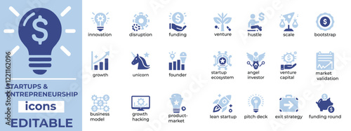 Innovative Startups and Entrepreneurship Icon Set Professional, scalable vectors for branding, marketing, and design needs.
