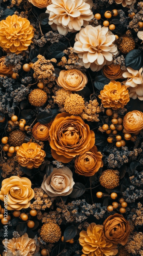 Bright floral arrangement featuring shades of orange and cream Bright floral arrangement featuring shades of orange and cream