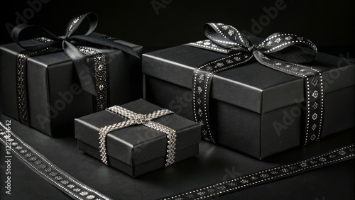 Black Gift Boxes with Embel...