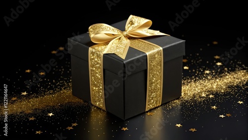 Black Gift Box with Gold Gl...