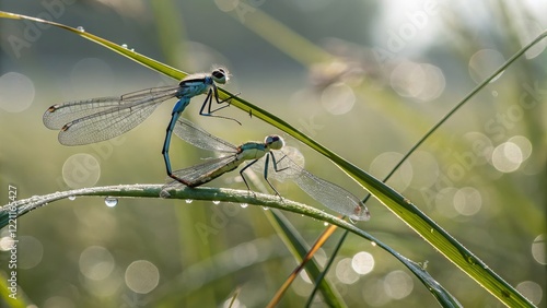 Dawn Damselflies Dew-Kissed...