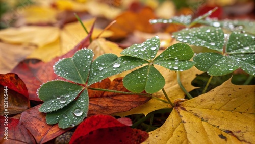 Dew-Kissed Clover Amidst Au...