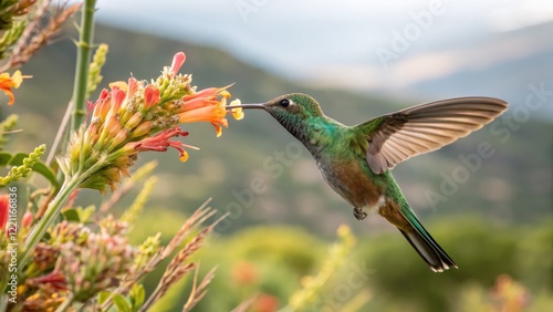 Hummingbird in Flight Green...