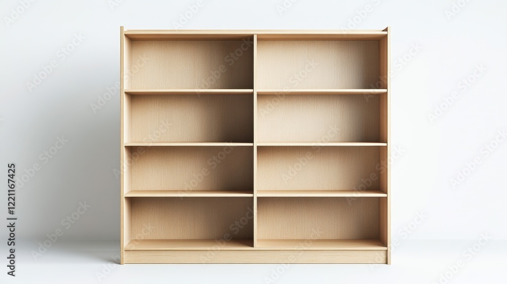Modern Wooden Bookshelf with Empty Shelves Modern Wooden Bookshelf with Empty Shelves