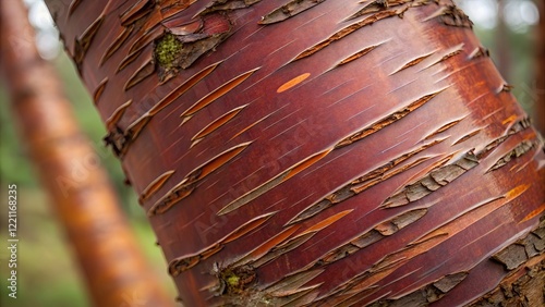 Red Birch Bark Texture Clos...