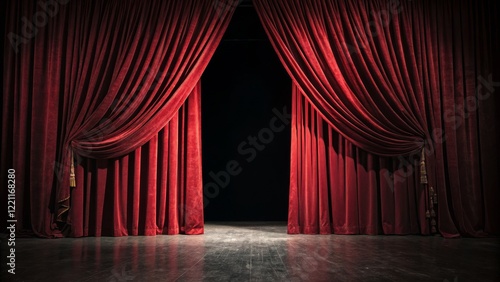 Red Velvet Stage Curtains D...