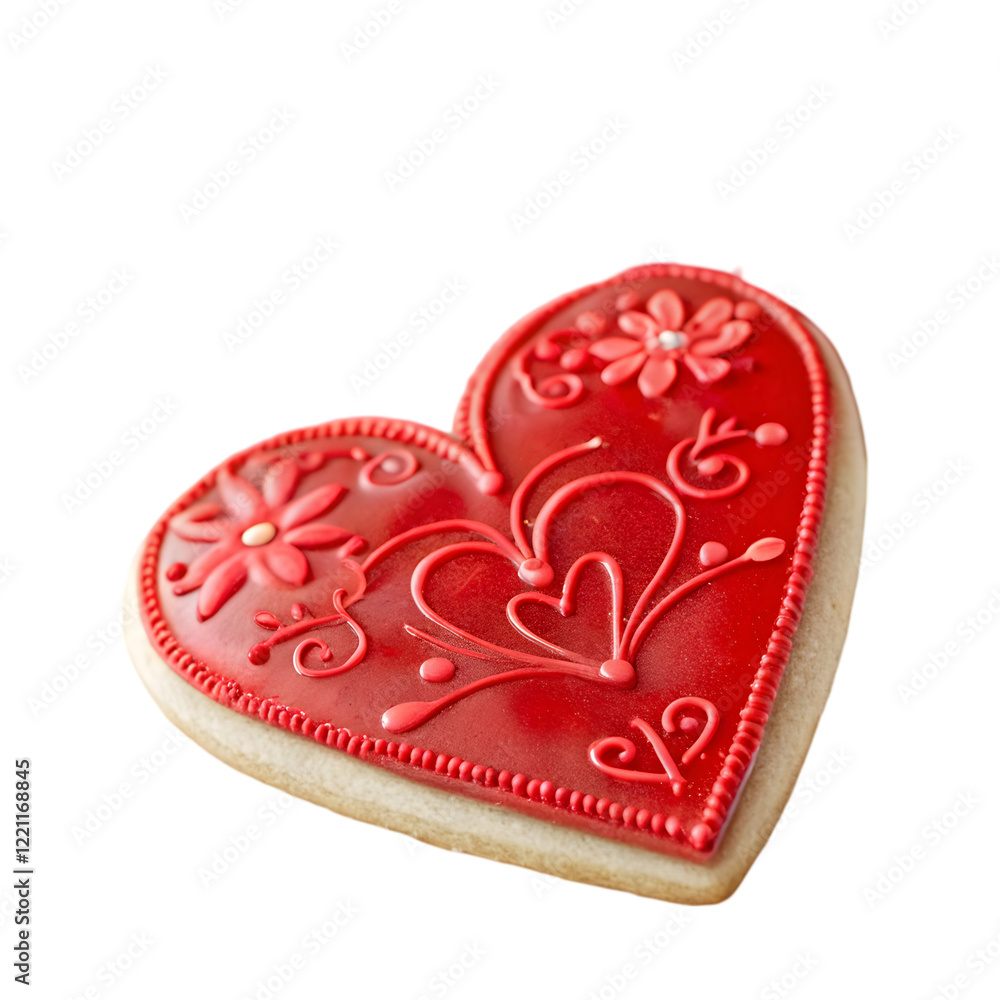 red valentines day heart shaped sugar cookie on transparent background red valentines day heart shaped sugar cookie on transparent background