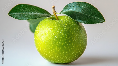 Wallpaper Mural Fresh Green Apple with Dew Drops and Leaves Torontodigital.ca