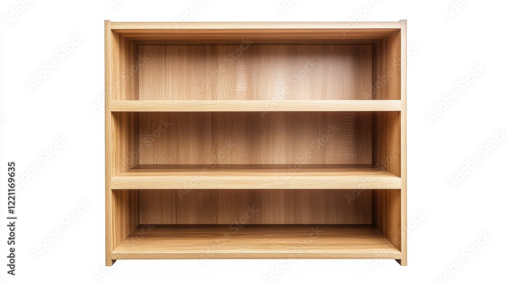 Modern Wooden Bookshelf with Three Open Shelves Modern Wooden Bookshelf with Three Open Shelves