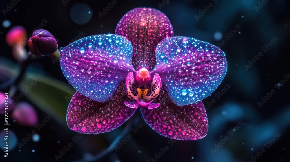 Fototapeta premium Vibrant Orchid with Dewdrops