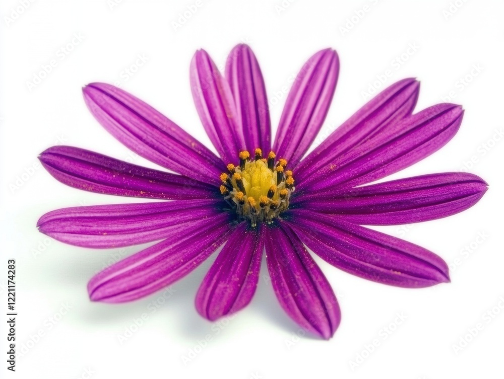 Single Purple Osteospermum Flower on White Background Single Purple Osteospermum Flower on White Background