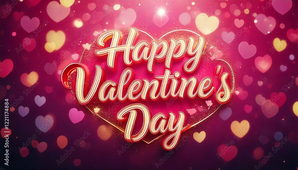 Naklejka premium Retro Glow: Happy Valentine's Day Neon Sign with Vintage Lights