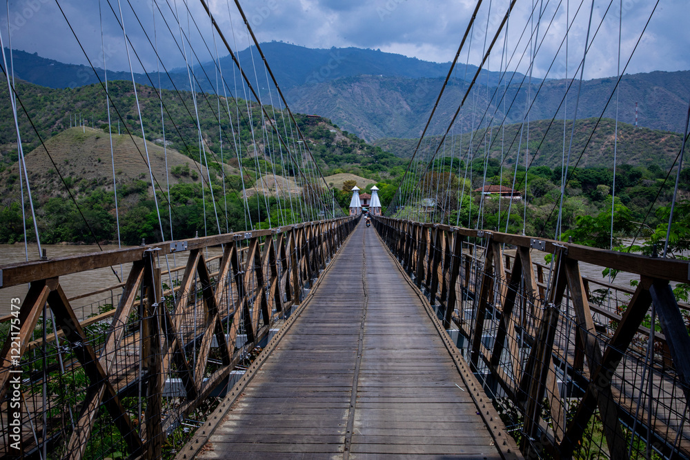 Obraz premium wooden bridge over the river